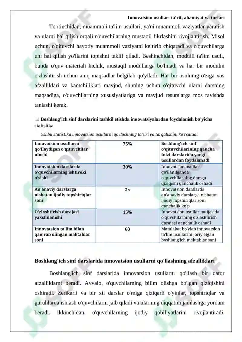 Boshlang'ich ta'lim darslarini tashkil etishda innovatsiyadan foydalanish 5