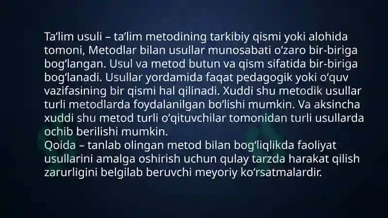 Talim metodlari va vazifalari 5