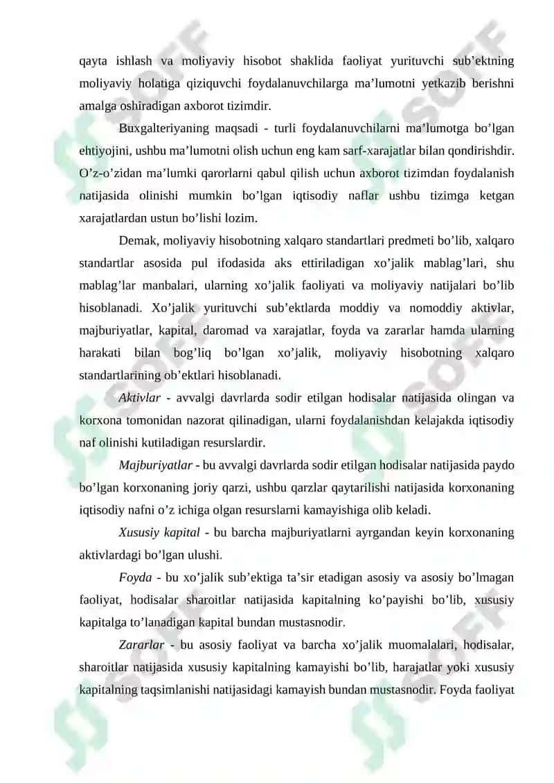 Moliyaviy hisobotlarga kirish hamda ularning mazmuni, mohiyati va tarkibi 5