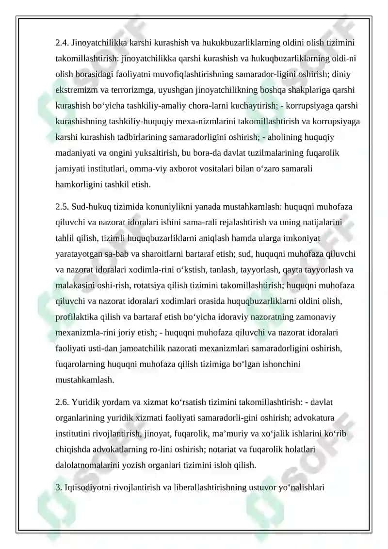O’zbekistonni rivojlantirishning harakatlar strategiyasi-milliy taraqqiyot asosini o’rganish. 5