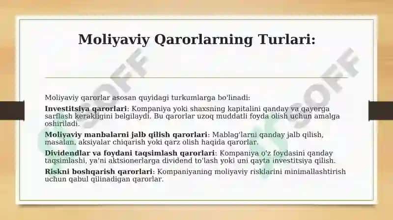 Dividendlar va Foydani Taqsimlash Qarorlari 5