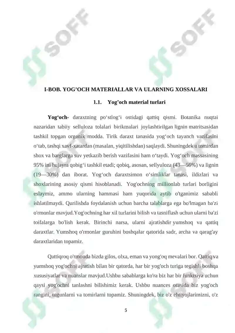 YOG`OCH XOMASHYO TANLASHDA YOGOCH TURLARINI GURUXLARGA BO`LISHNI O`RGANISH 5