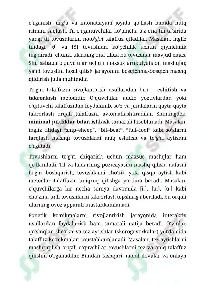 Fonetik ko'nikmalarni shakllantirish, to'g'ri talaffuz va tovushlarni to'g'ri chiqarish 5