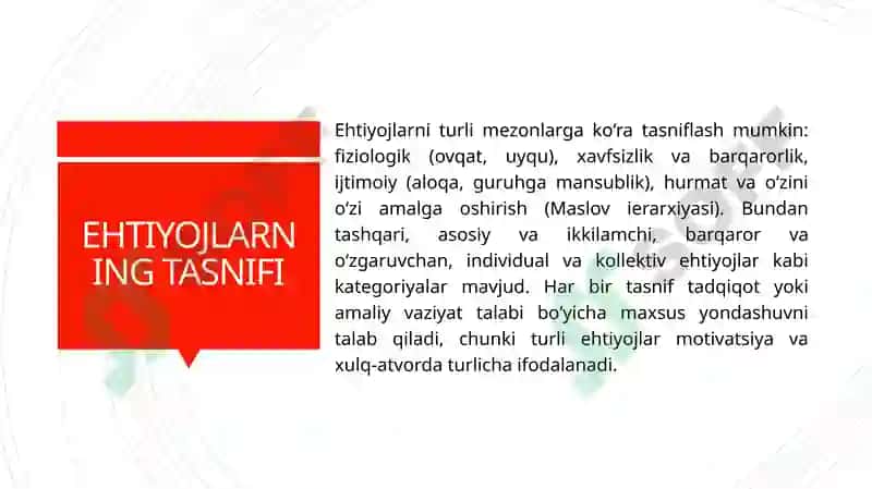 Ehtiyoj faollikni yuzaga keltiruvchi turtki sifatida va ehtiyoj o‘rganish metodlari 5