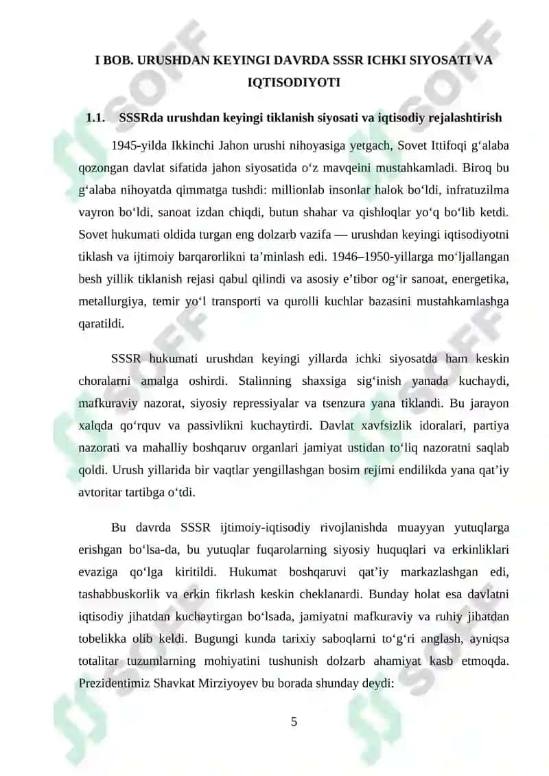 SSSR Ikkinchi Jahon urushidan so‘ng 5