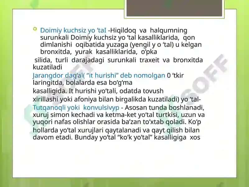 Nafas olish sistemasi tekshirish usullari. 5