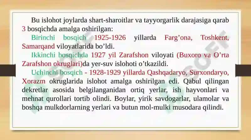 O`zbekiston dayer-suv islohatining ikkinchi bosqichi 5