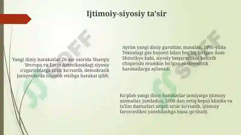 Yangi diniy talimotlar va sektalar 6