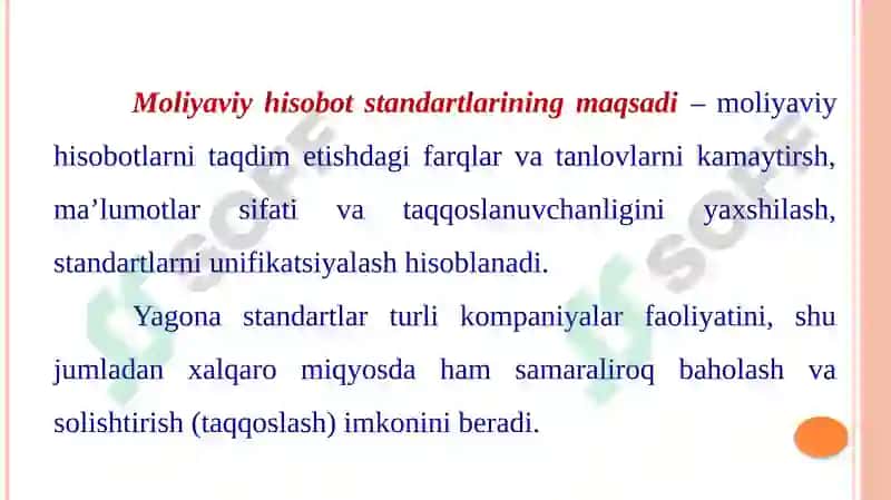 Moliyaviy hisobotlarni xalqarobuxgalteriyastandartlari asosida taqdim etish asoslari(1-dars) 6