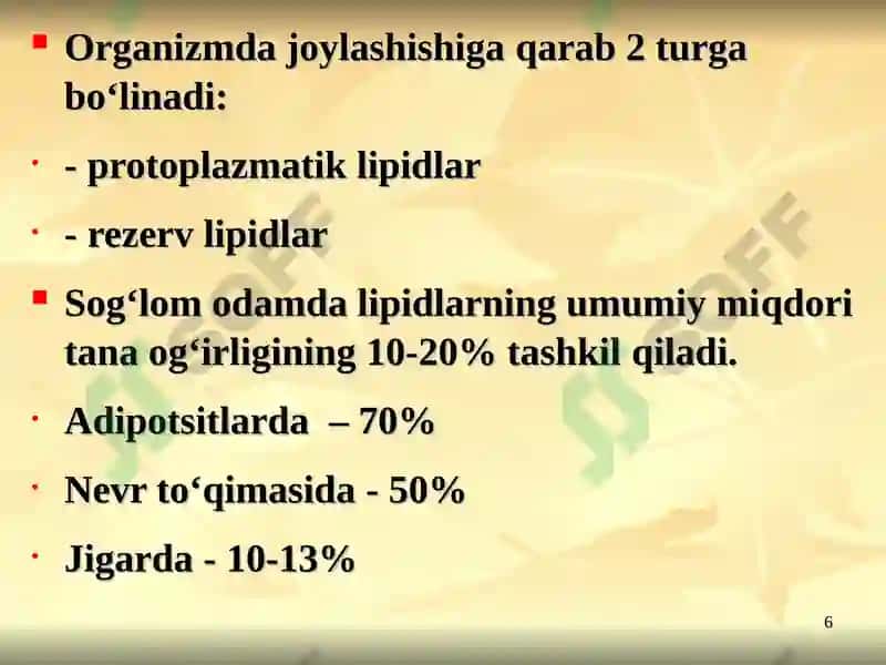 LIPIDLAR ALMASHINUVI BIOKIMYOSI 6