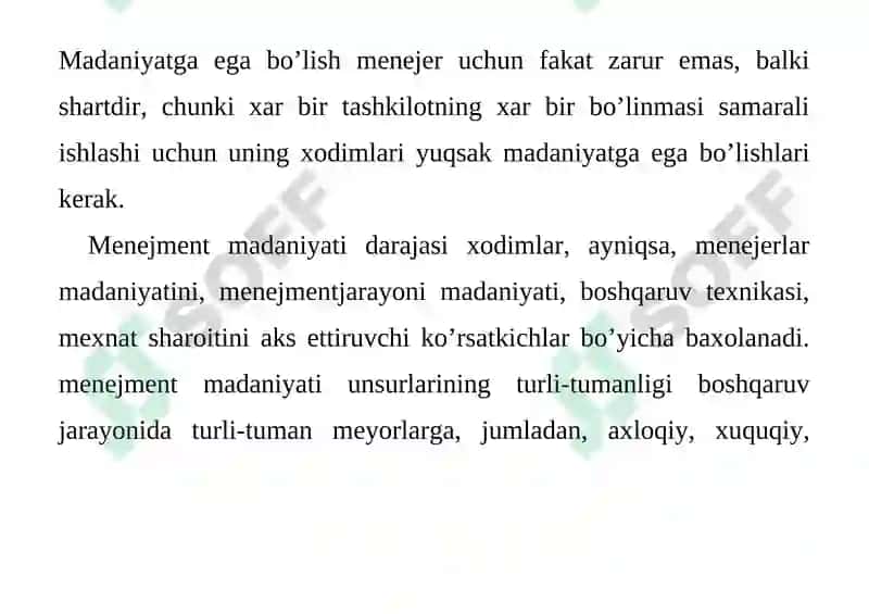 Menejment madaniyat tushunchasi va uning darajasi 6