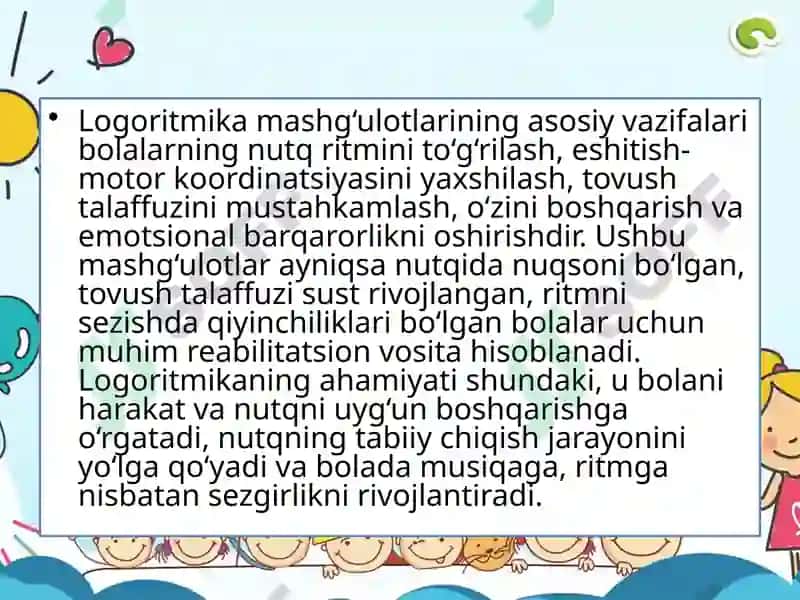 Logoritmika mashg'ulotlari 6
