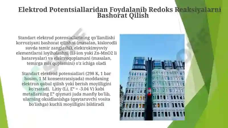 Metallarning standart elektrkimyoviy potensiallari qatori va uni qõllanishi 6
