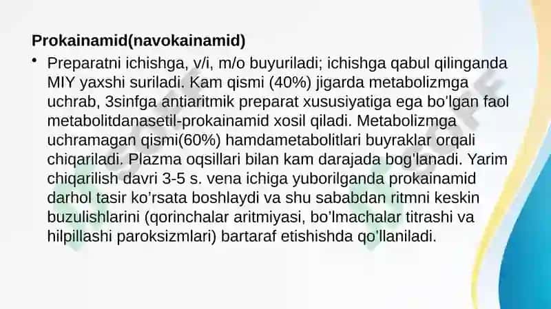 Antiaritmik dori vositalari 6