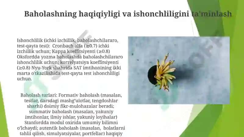 Talabalar bilimini o'zlashtirish sifatini baholashning asosiy mezonlari va turlari 6
