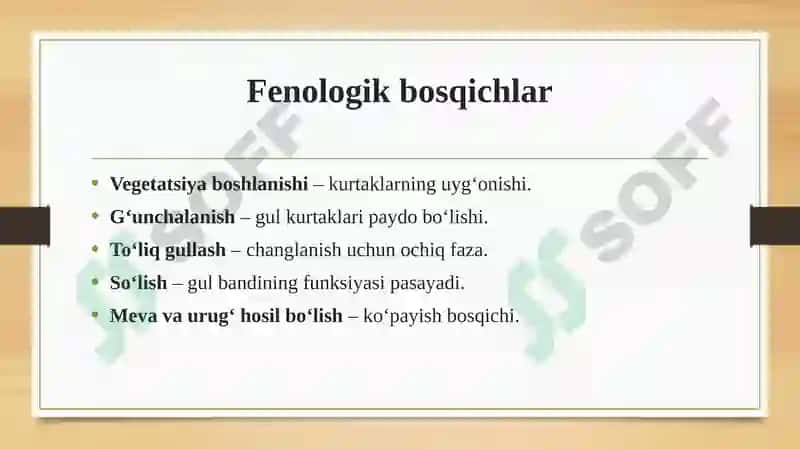 Turli xil o'simliklar misolida xususan mahalliy va introdusent o'simliklarda gullash biologiyasini o'rganish 6