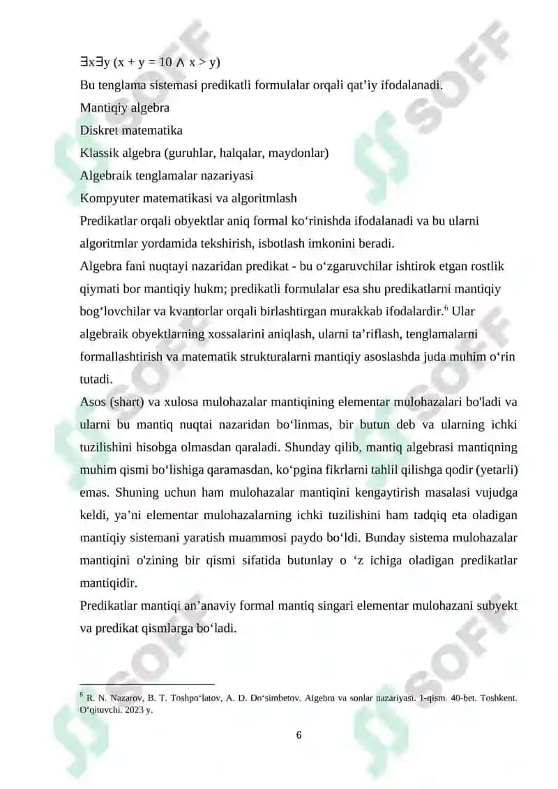 Predikatlar. Predikatli formulalar. 6
