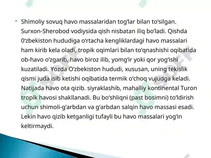 O`ZBEKISTON IQLIMI YIL FASILLARI 6