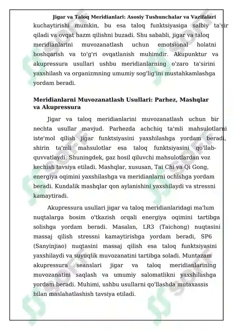 Jigar va Taloq Meridianlari 6