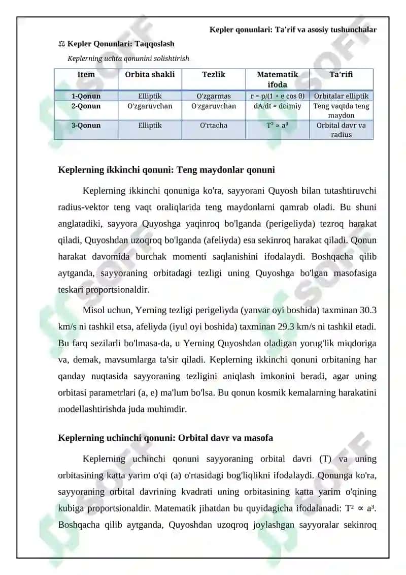 Kepler qonunlari 6