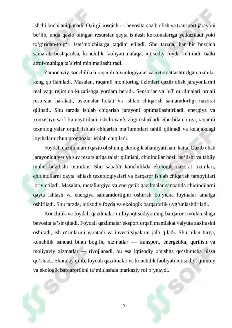 Konchilik va foydali qazilmalar tushunchasi va ahamiyati 6