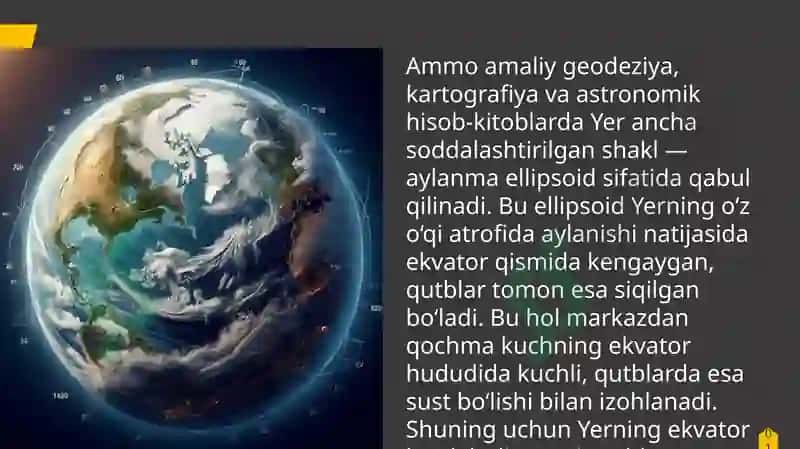 Masofa o'lchashga Yer egriligini ta'siri. Kartografik proeksiyalar to'g'risida qisqacha ma'lumot 6