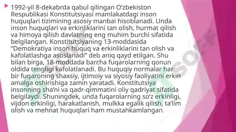 O'zbekistonda inson huquqlari va kafolatini yaratilishi 6