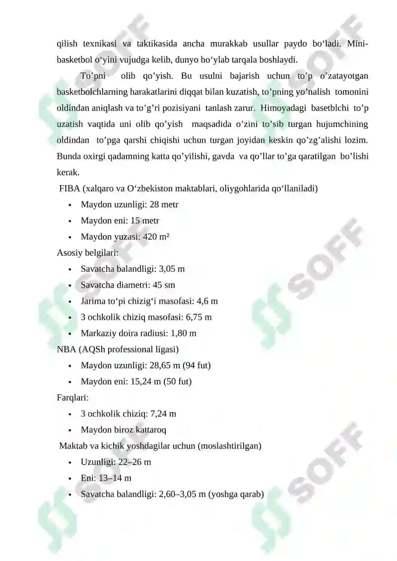 Sport maydonlari o‘lchamlari 6