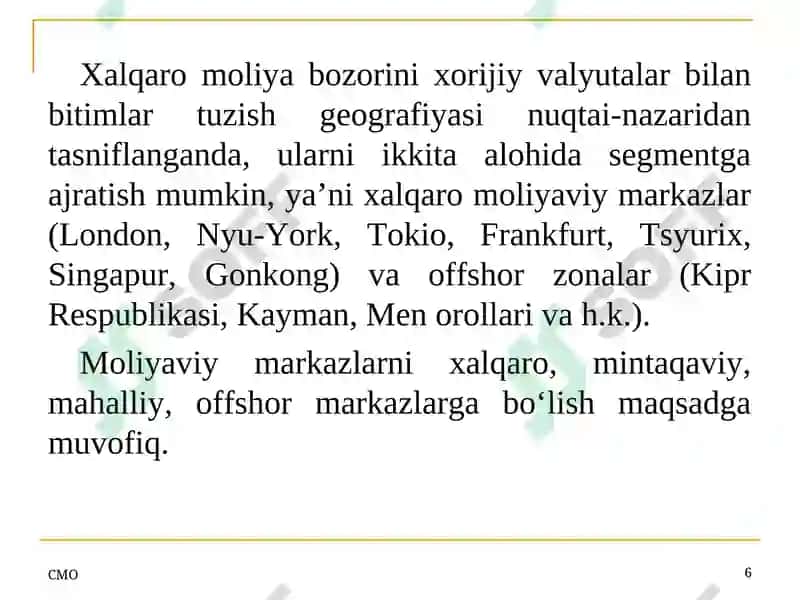 Xalqaro valyuta -kredit va moliya tashkilotlari 6