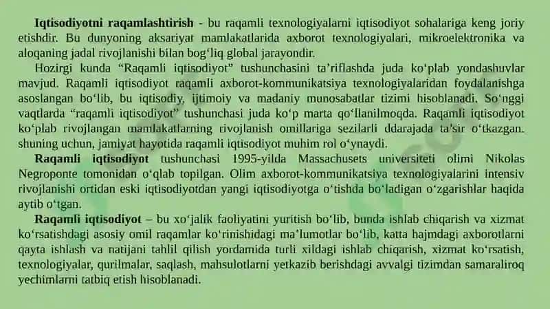 RAQAMLI IQTISODIYOT. INTELEKTUAL BOSHQARUV TIZIMLARI 6