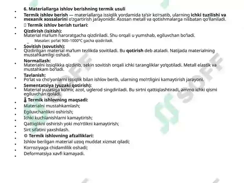 Materiallarning asosiy xossalari 6