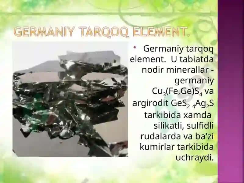 Germaniy elementi haqida fan 6
