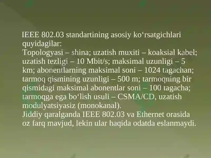 Ethernet vа Fast Ethernet tаrmоq аrхitеkturаsi 6