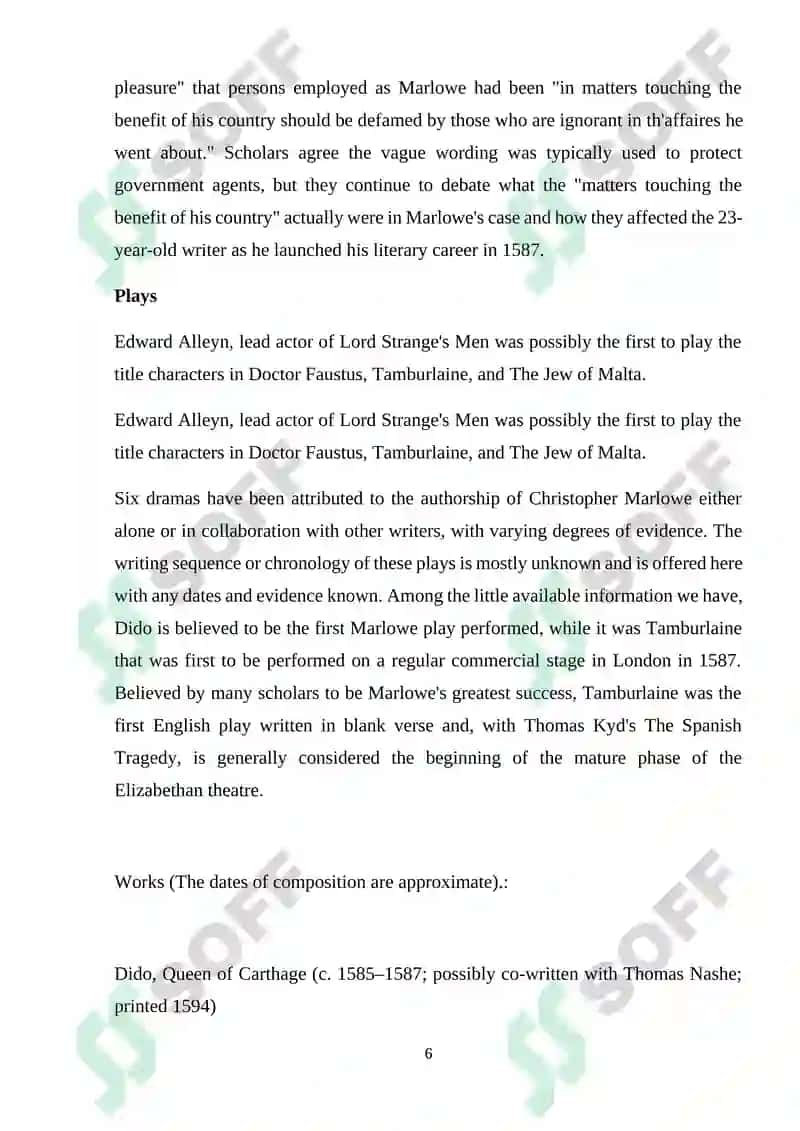 Ch. Marlowe's contribution to English drama 6