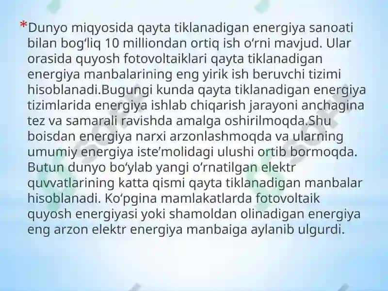 qayta tiklanadigan energiya tasnifi va salohiyati 6