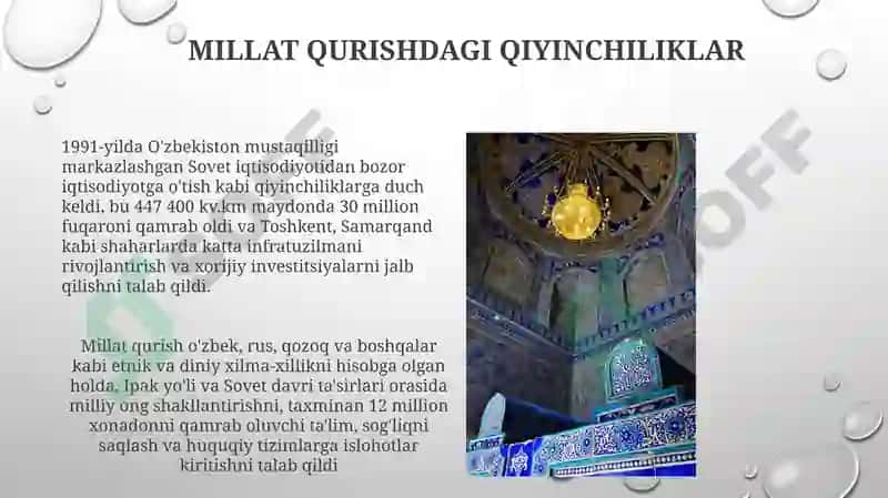 Mustaqil O'zbekiston Respublikasining tashkil topishi va uning ahamiyati 6