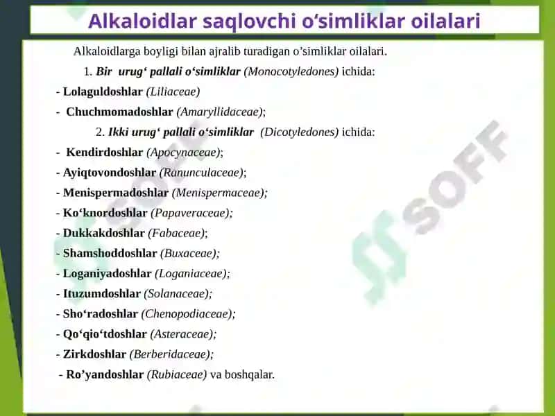 Alkaloidlar saqlovchi dorivor o‘simliklar 6
