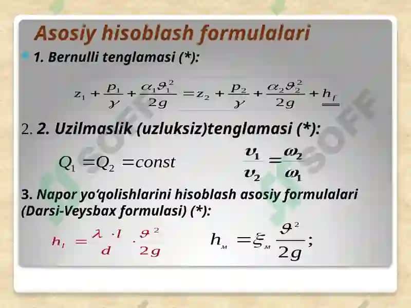 Uzunquvurlarning gidravlik hisobi 6