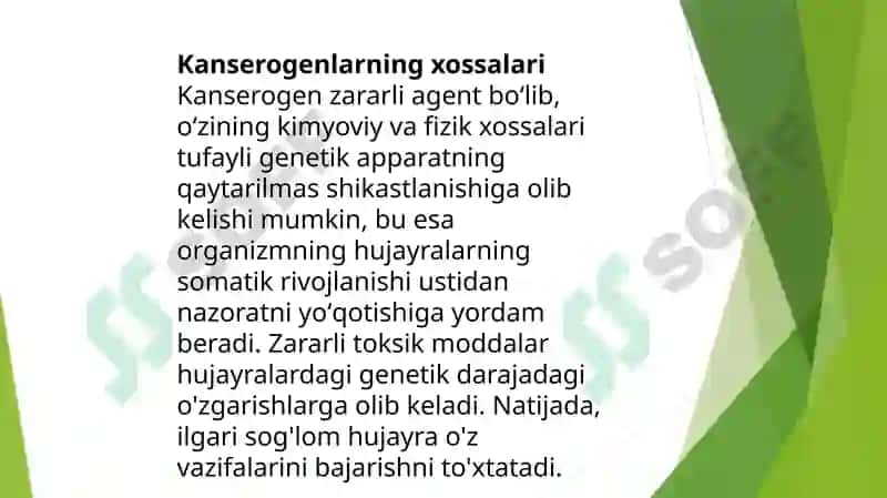 Kanserogen agentlar va ularning hujayralar bilan o’zaro ta’siri 6
