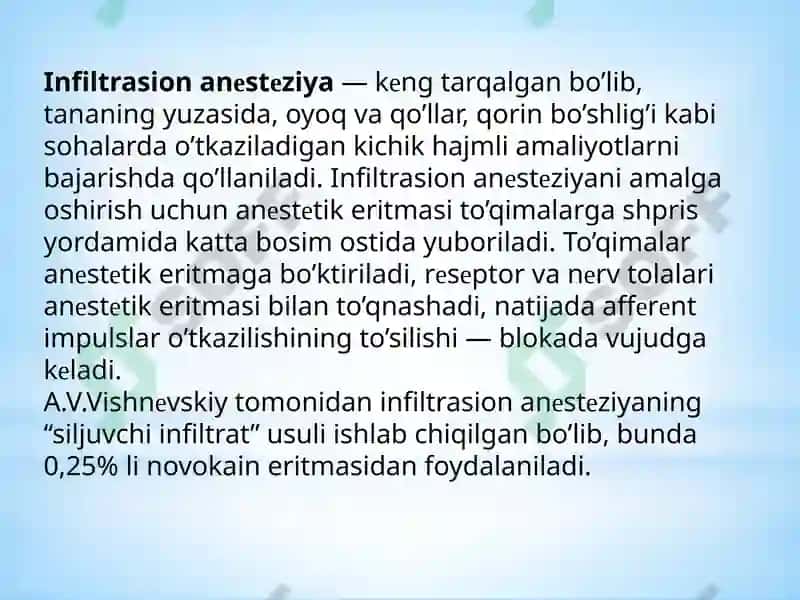 Oʻtkazuvchi ogʻriqsizlantirish texnikasi va uniasoslash 6
