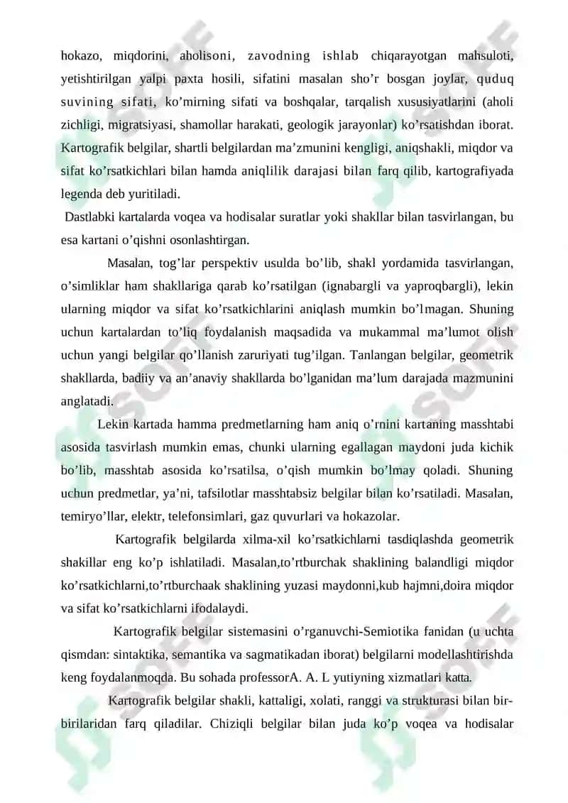 Geodeziya, kartografiya, geografiya KARTOGRAFIK TASVIRLASH USULLARI VA ULARNING QO‘LLANILISHI 6