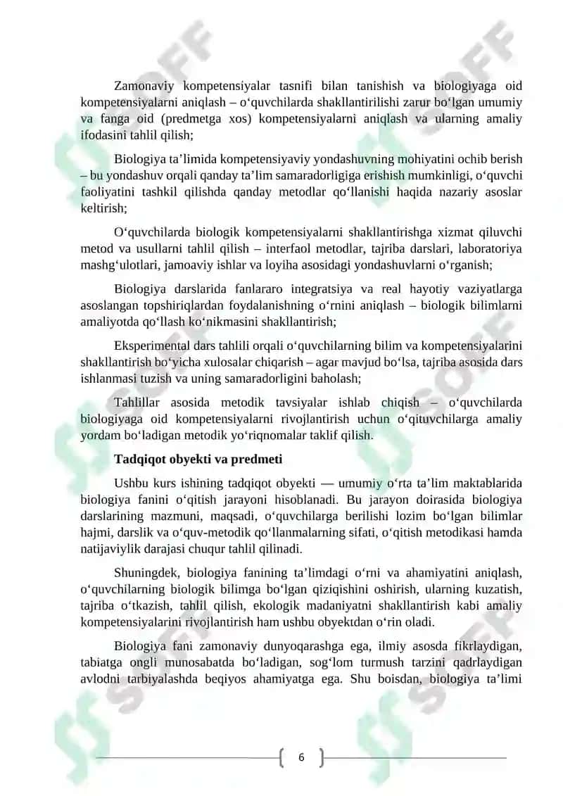 "UMUMIY BIOLOGIYANI O‘QITISH METODIKASI" 6