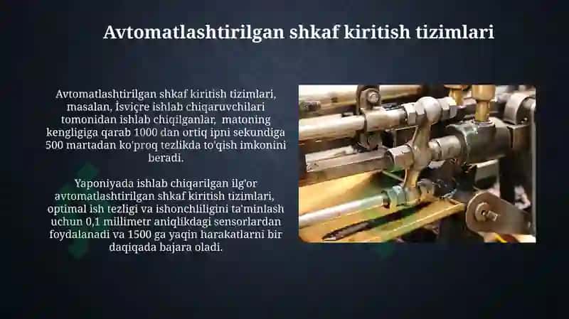 Zamonaviy to'quv dastgohlarining Homuza hosil qiluvchi mexanizmlari 6