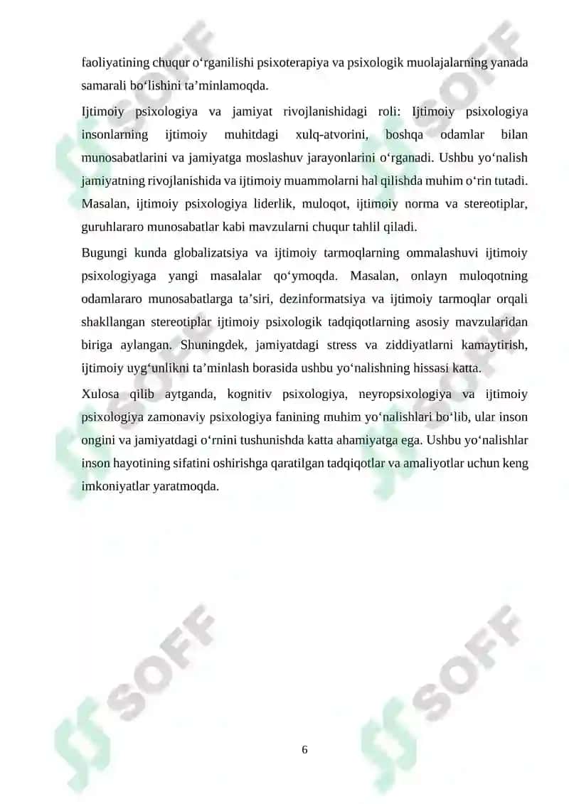 Psixologiya fanining rivojlanishining zamoniviy tendensiyalari 6