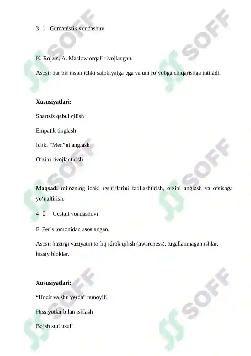 Psixoterapiyaga asosiy yondashuvlar 6