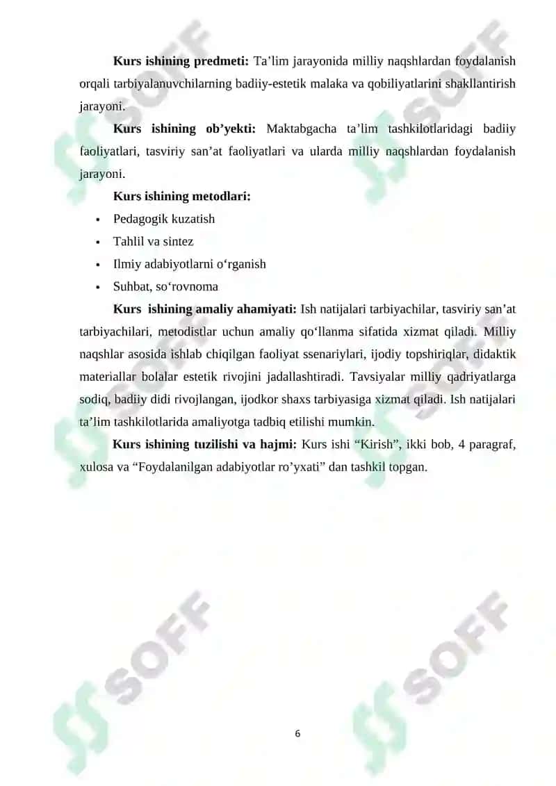 Badiiy-estetik tarbiyada milliy naqshlarning o’rni 6