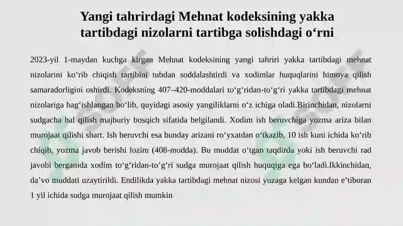 Yakkatartibdagi mehnat nizolari bo‘yicha qarorlarni ijro etish tartibi 6