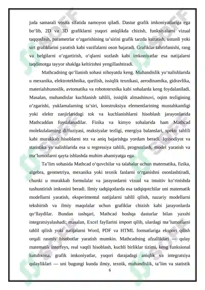 Mathcad dasturidan foydalanishni o'rganish 6
