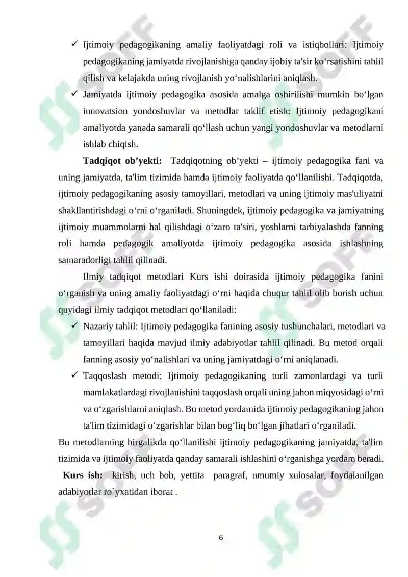 Ijtimoiy Pedagogika Fanidan Kurs Ishi 6