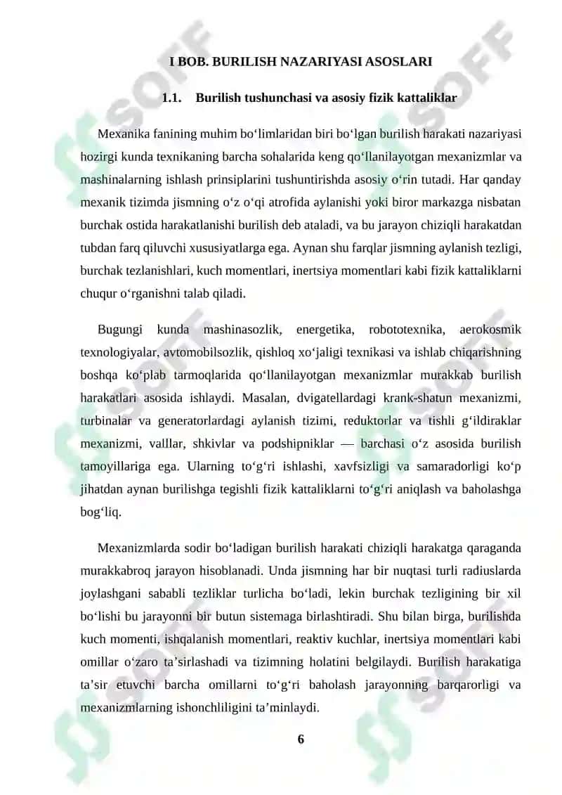 BURILISHGA DOIR MASALALAR kurs ishi 6